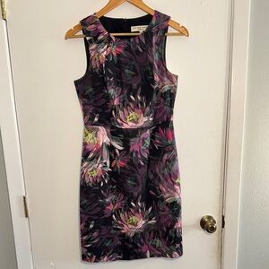 Trina Turk Purple Pink floral Sheath Dress Crew Neck Sleeveless
